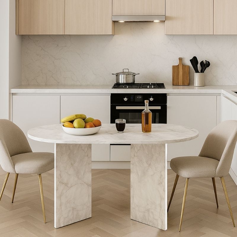 Τραπέζι Cortado Megapap χρώμα λευκό εφέ μαρμάρου 138x80x75εκ.