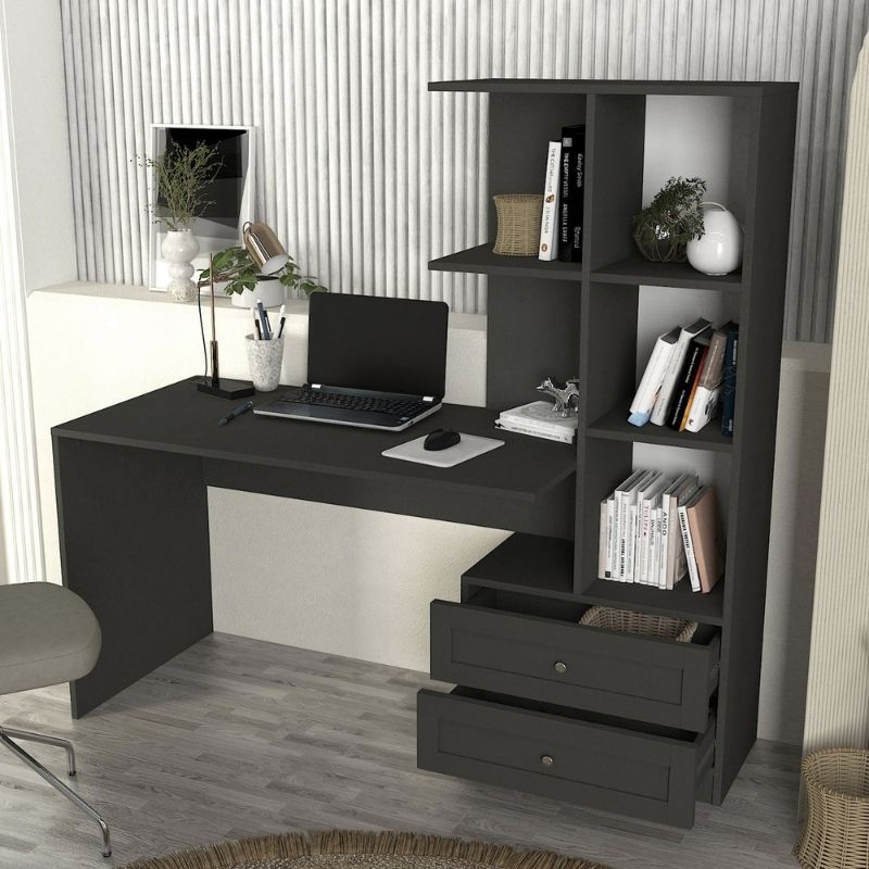 Γραφείο εργασίας Mantra Megapap χρώμα ανθρακί 150x60x152εκ.