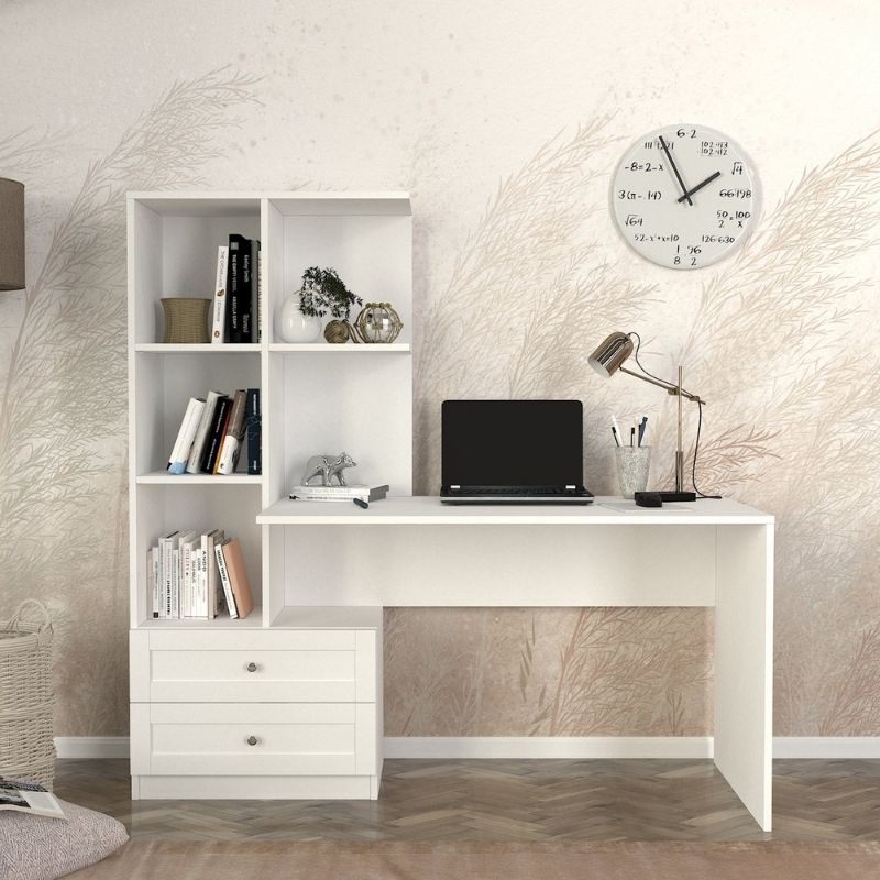 Γραφείο εργασίας Mantra Megapap χρώμα λευκό 150x60x152εκ.