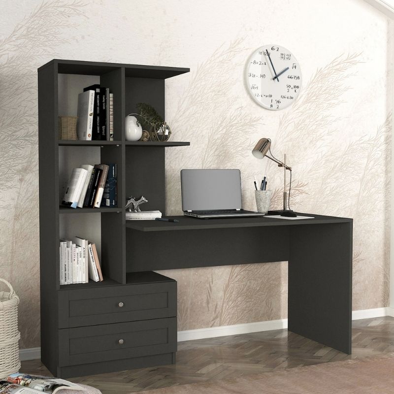 Γραφείο εργασίας Mantra Megapap χρώμα ανθρακί 150x60x152εκ.