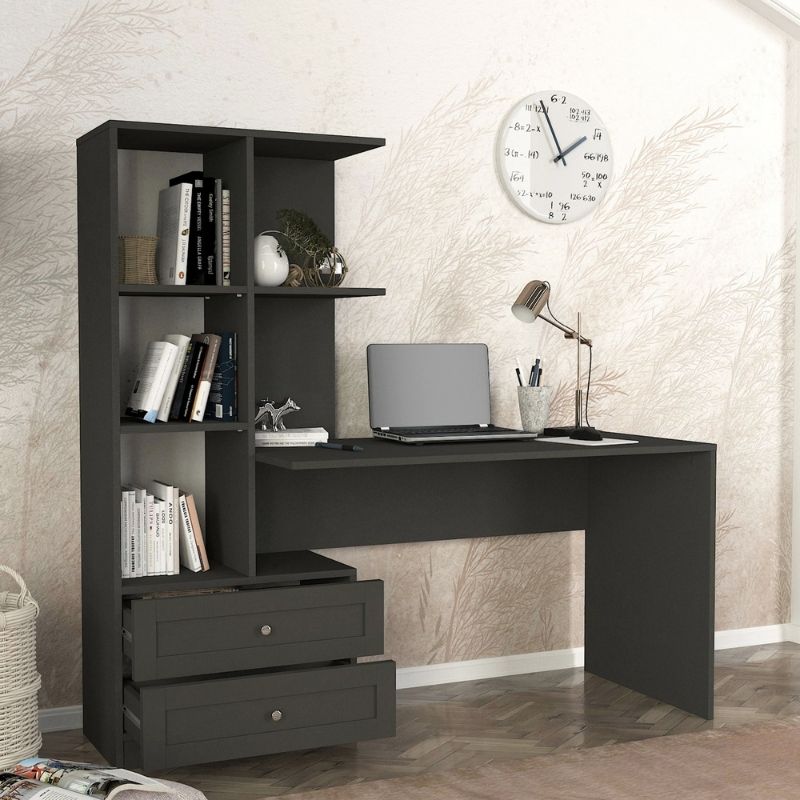 Γραφείο εργασίας Mantra Megapap χρώμα ανθρακί 150x60x152εκ.