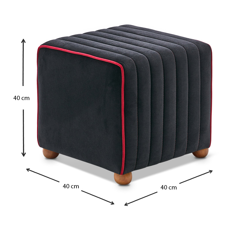 Σκαμπώ Mona Megapap βελούδινο χρώμα μαύρο 40x40x40εκ. Σκαμπώ Mona Megapap βελούδινο χρώμα μαύρο 40x40x40εκ.