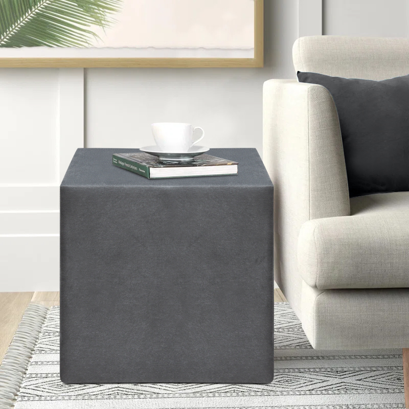 Σκαμπώ April Megapap βελούδινο χρώμα γκρι 40x40x40εκ. Σκαμπώ April Megapap βελούδινο χρώμα γκρι 40x40x40εκ.