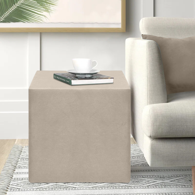 Σκαμπώ April Megapap βελούδινο χρώμα μπεζ 40x40x40εκ. Σκαμπώ April Megapap βελούδινο χρώμα μπεζ 40x40x40εκ.