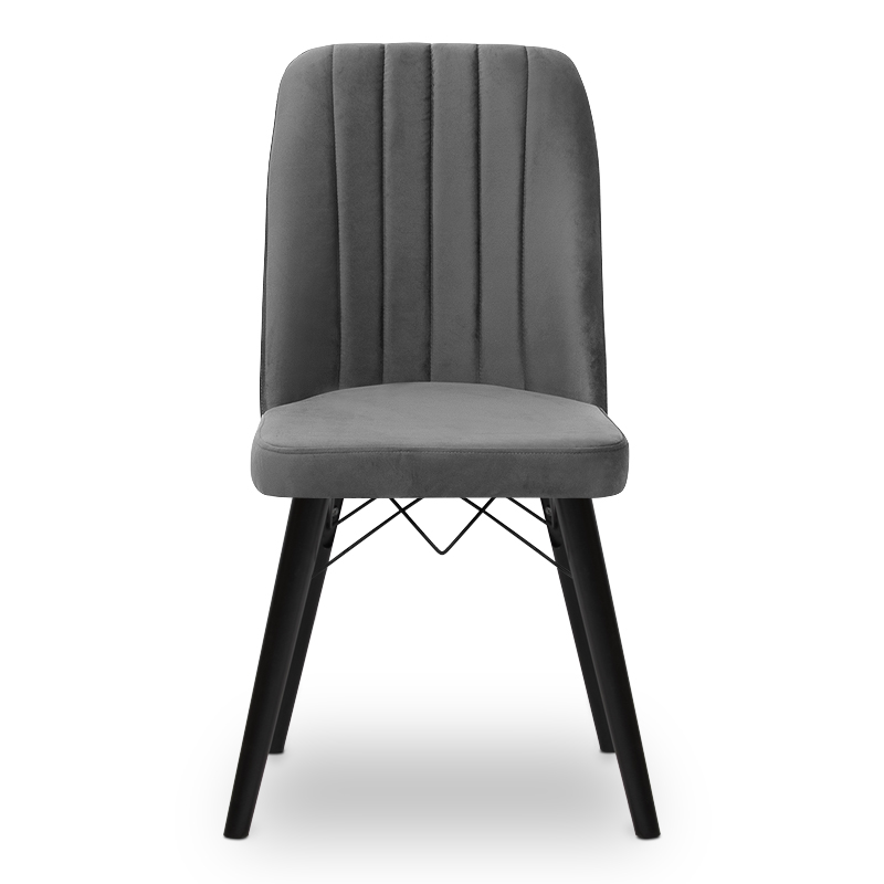 Καρέκλα τραπεζαρίας Carla Megapap από βελούδο χρώμα γκρι - μαύρο πόδι 45x46x90εκ.