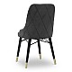 Καρέκλα τραπεζαρίας Floria Megapap από βελούδο χρώμα γκρι - μαύρο/χρυσό πόδι 54x48x91εκ.