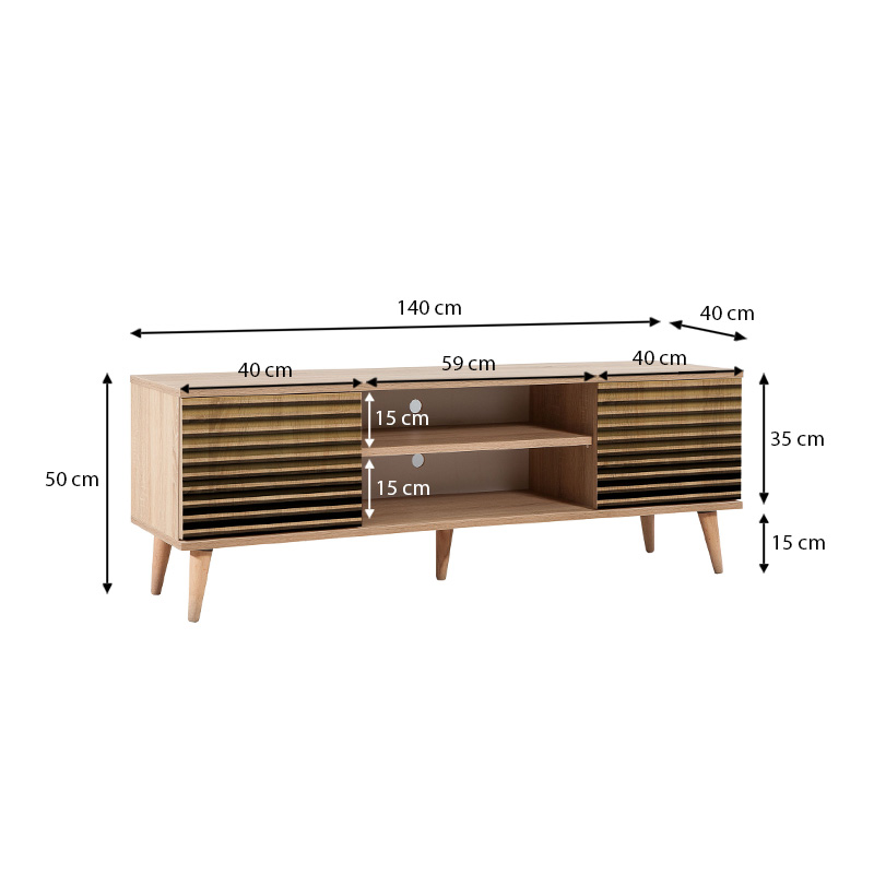 Έπιπλο τηλεόρασης Soho Megapap από μελαμίνη χρώμα sonoma 140x40x50 εκ.