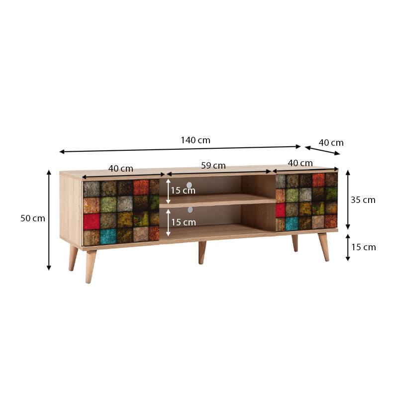 Έπιπλο τηλεόρασης Soho Megapap χρώμα sonoma 140x40x50 εκ. Έπιπλο τηλεόρασης Soho Megapap χρώμα sonoma 140x40x50 εκ.