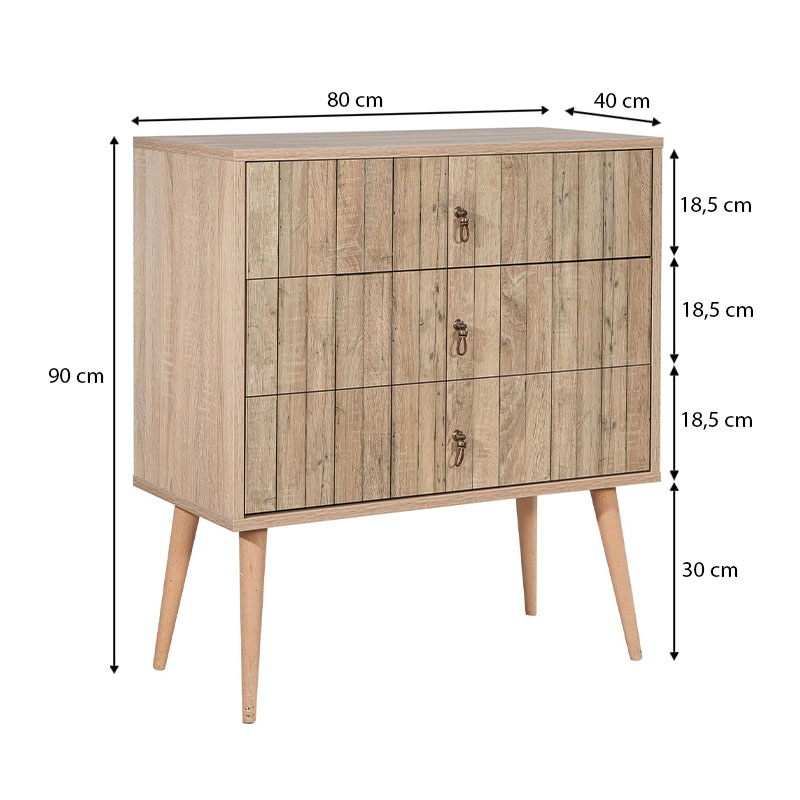 Συρταρτιέρα Soho Megapap από μελαμίνη χρώμα sonoma 80x40x90εκ. Συρταρτιέρα Soho Megapap από μελαμίνη χρώμα sonoma 80x40x90εκ.