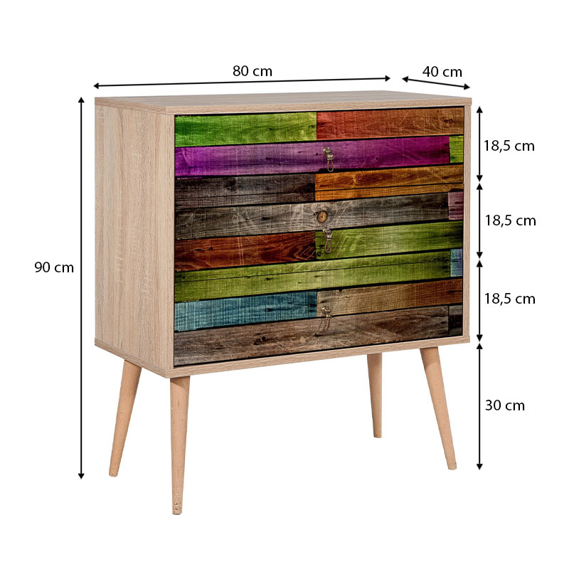 Συρταρτιέρα Soho Megapap χρώμα sonoma 80x40x90εκ. Συρταρτιέρα Soho Megapap χρώμα sonoma 80x40x90εκ.