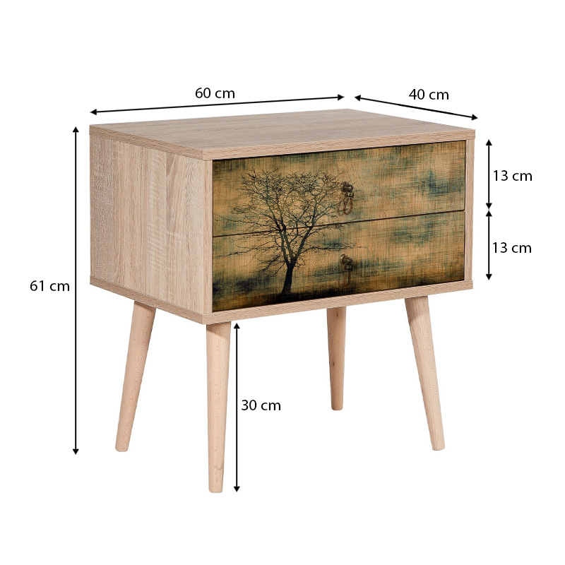 Κομοδίνο Soho Megapap από μελαμίνη χρώμα sonoma 60x40x61εκ. Κομοδίνο Soho Megapap από μελαμίνη χρώμα sonoma 60x40x61εκ.