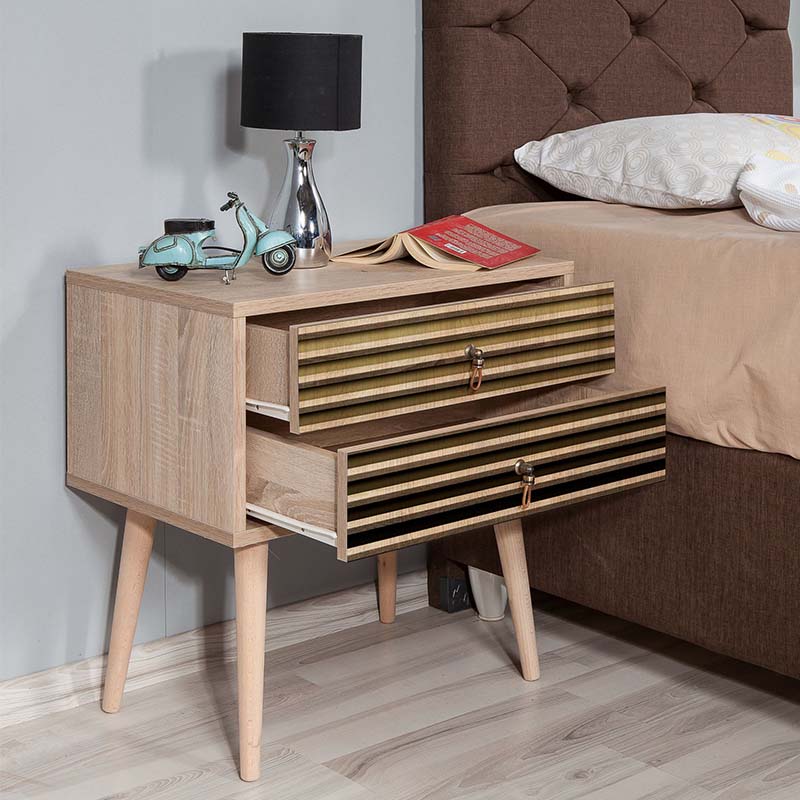 Κομοδίνο Soho Megapap χρώμα sonoma 60x40x61εκ. Κομοδίνο Soho Megapap χρώμα sonoma 60x40x61εκ.