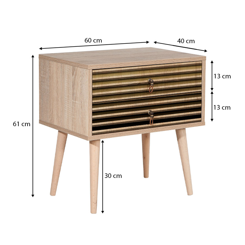 Κομοδίνο Soho Megapap χρώμα sonoma 60x40x61εκ. Κομοδίνο Soho Megapap χρώμα sonoma 60x40x61εκ.