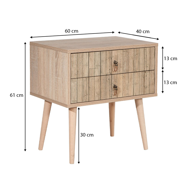 Κομοδίνο Soho Megapap χρώμα sonoma 60x40x61εκ. Κομοδίνο Soho Megapap χρώμα sonoma 60x40x61εκ.