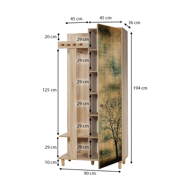 Έπιπλο εισόδου Soho Megapap χρώμα sonoma 90x36x194εκ. Έπιπλο εισόδου Soho Megapap χρώμα sonoma 90x36x194εκ.