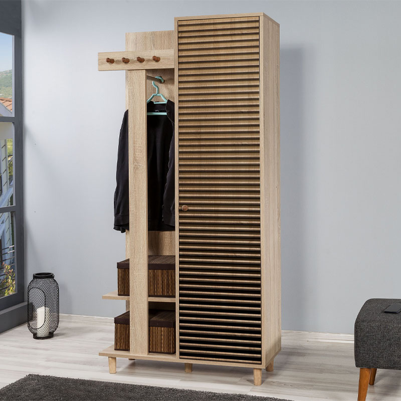Έπιπλο εισόδου Soho Megapap χρώμα sonoma 90x36x194εκ. Έπιπλο εισόδου Soho Megapap χρώμα sonoma 90x36x194εκ.