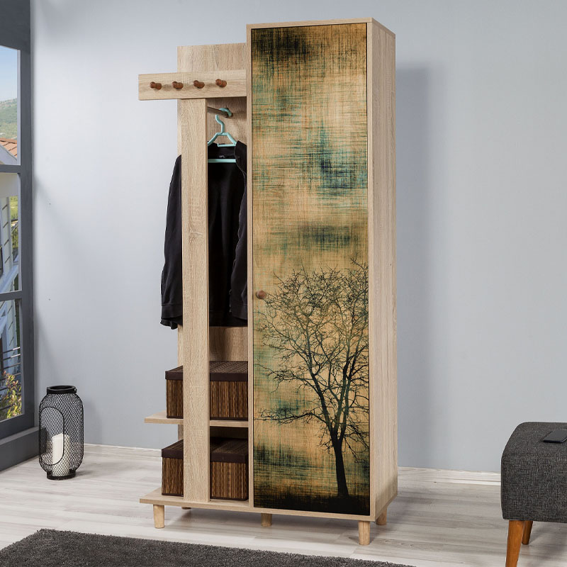 Έπιπλο εισόδου Soho Megapap χρώμα sonoma 90x36x194εκ. Έπιπλο εισόδου Soho Megapap χρώμα sonoma 90x36x194εκ.