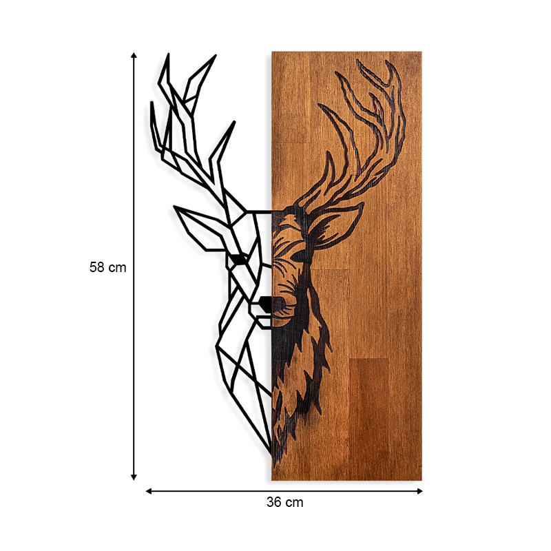 Διακοσμητικό τοίχου Deer Megapap ξύλινο - μεταλλικό χρώμα καρυδί - μαύρο 36x3x58εκ. Διακοσμητικό τοίχου Deer Megapap ξύλινο - μεταλλικό χρώμα καρυδί - μαύρο 36x3x58εκ.