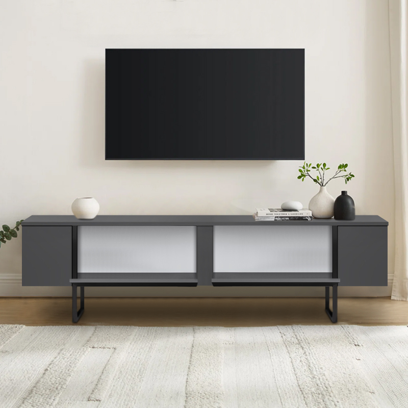 Έπιπλο τηλεόρασης Luxe Megapap χρώμα ανθρακί 180x30x50εκ. Έπιπλο τηλεόρασης Luxe Megapap χρώμα ανθρακί 180x30x50εκ.