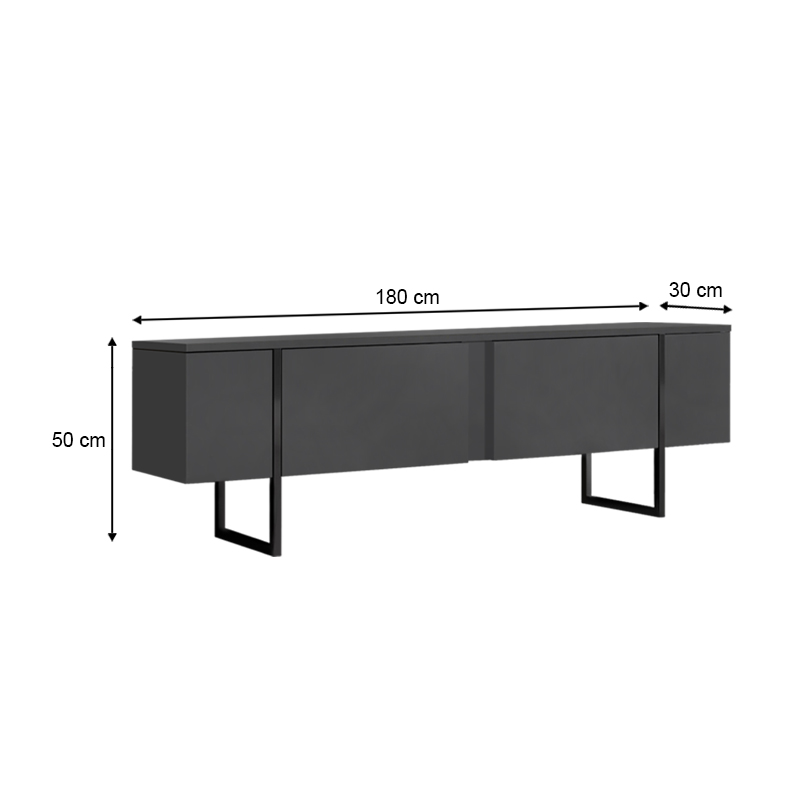 Έπιπλο τηλεόρασης Luxe Megapap χρώμα ανθρακί 180x30x50εκ. Έπιπλο τηλεόρασης Luxe Megapap χρώμα ανθρακί 180x30x50εκ.