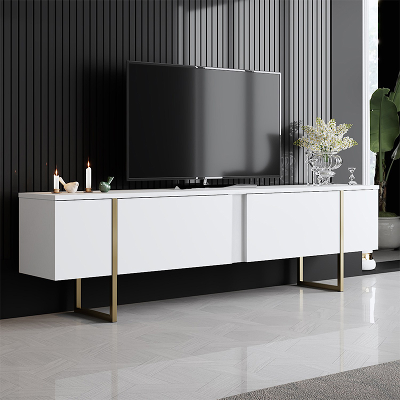 Έπιπλο τηλεόρασης Luxe Megapap χρώμα λευκό - χρυσό 180x30x50εκ. Έπιπλο τηλεόρασης Luxe Megapap χρώμα λευκό - χρυσό 180x30x50εκ.