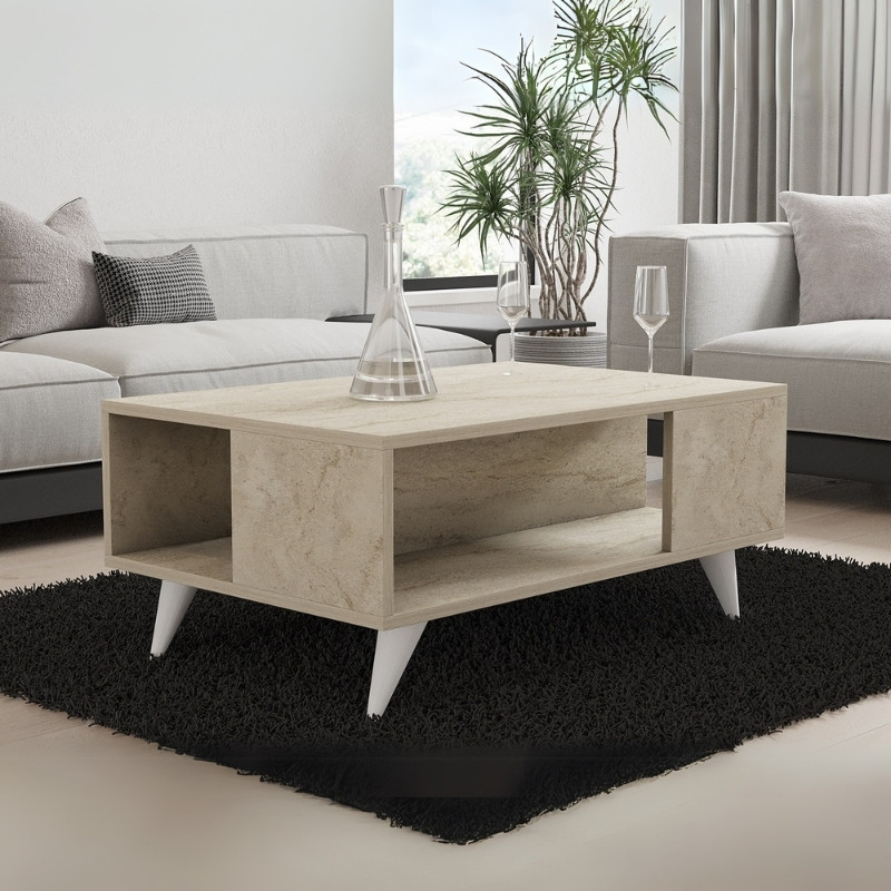 Τραπεζάκι σαλονιού Yuka Megapap χρώμα travertine 90x60x39,5εκ. Τραπεζάκι σαλονιού Yuka Megapap χρώμα travertine 90x60x39,5εκ.