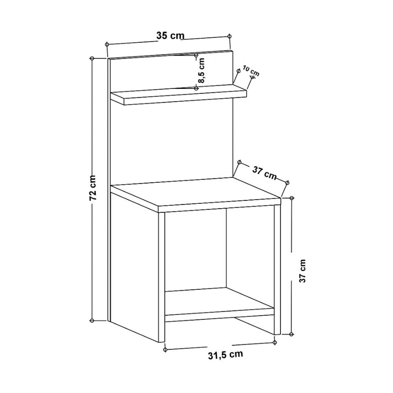 Κομοδίνο Ulman Megapap χρώμα λευκό 35x37x72εκ. Κομοδίνο Ulman Megapap χρώμα λευκό 35x37x72εκ.