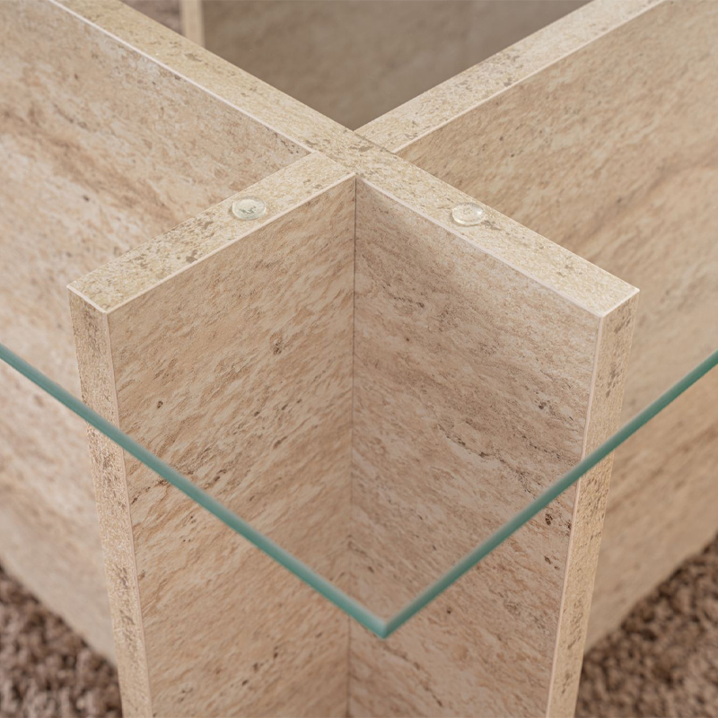 Τραπεζάκι σαλονιού Vetrino Megapap γυάλινο χρώμα travertine 105x65x40εκ. Τραπεζάκι σαλονιού Vetrino Megapap γυάλινο χρώμα travertine 105x65x40εκ.
