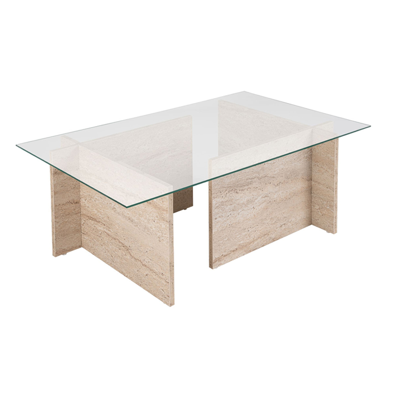 Τραπεζάκι σαλονιού Vetrino Megapap γυάλινο χρώμα travertine 105x65x40εκ. Τραπεζάκι σαλονιού Vetrino Megapap γυάλινο χρώμα travertine 105x65x40εκ.