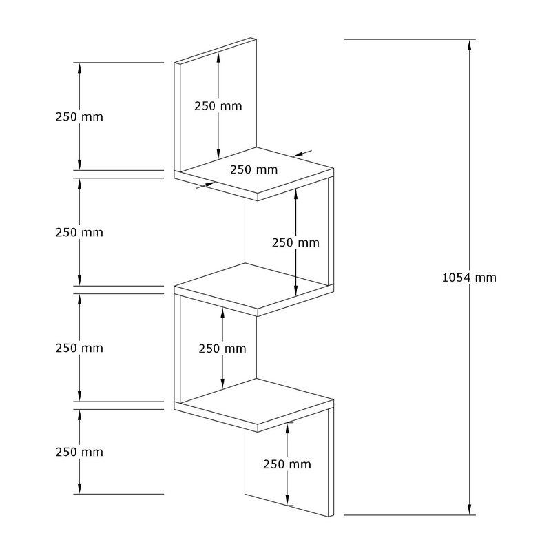 Ραφιέρα τοίχου Zikzak Megapap χρώμα λευκό 25x25x105,4εκ.
