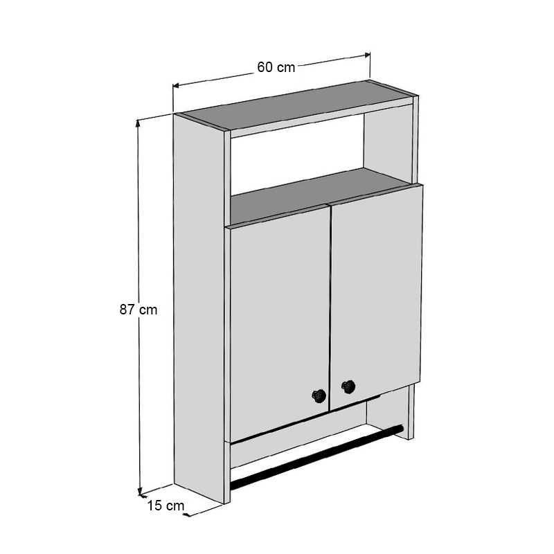 Ντουλάπι μπάνιου επιτοίχιο Ela Megapap χρώμα καρυδί 60x15x87εκ.