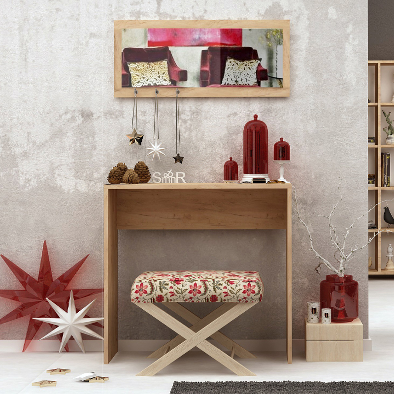 Κονσόλα με καθρέπτη Cosenza Megapap χρώμα oak 80x30x82εκ.