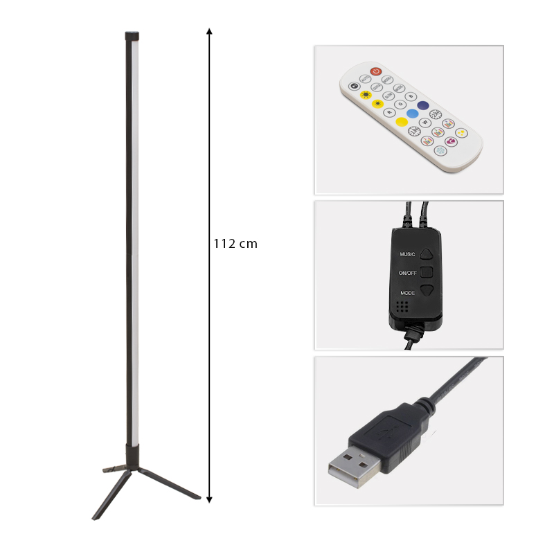 Φωτιστικό δαπέδου RGB LED Space Megapap με ασύρματο χειριστήριο χρώμα μαύρο Ø25x112εκ. Φωτιστικό δαπέδου RGB LED Space Megapap με ασύρματο χειριστήριο χρώμα μαύρο Ø25x112εκ.