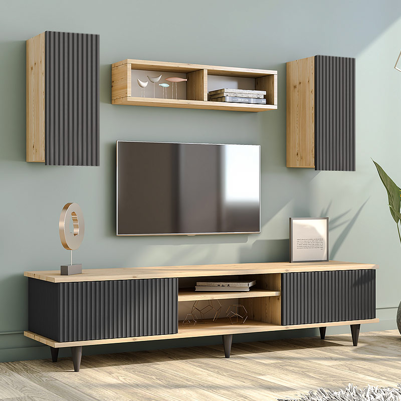 Σύνθεση τηλεόρασης Tokyo Megapap χρώμα sapphire oak - ανθρακί 170x37x45εκ. Σύνθεση τηλεόρασης Tokyo Megapap χρώμα sapphire oak - ανθρακί 170x37x45εκ.