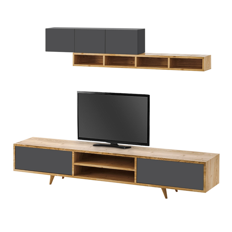 Σύνθεση τηλεόρασης Serine Megapap χρώμα sapphire oak - ανθρακί 170x37x45εκ. Σύνθεση τηλεόρασης Serine Megapap χρώμα sapphire oak - ανθρακί 170x37x45εκ.