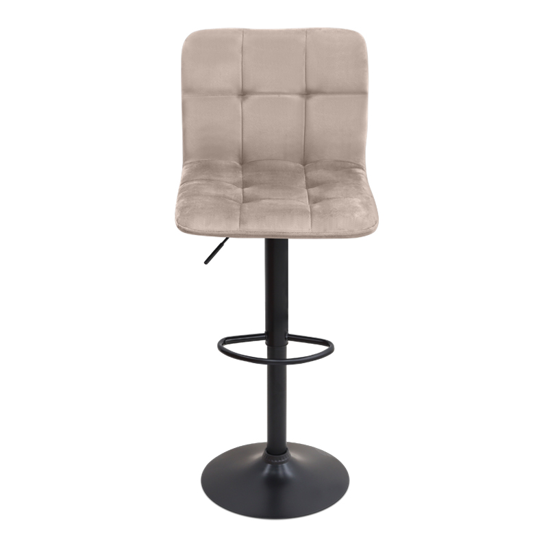 Σκαμπό μπαρ Carmelo Megapap με ρυθμιζόμενο ύψος βελούδο μπεζ - βάση μαύρο ματ 45x42x90/113εκ.