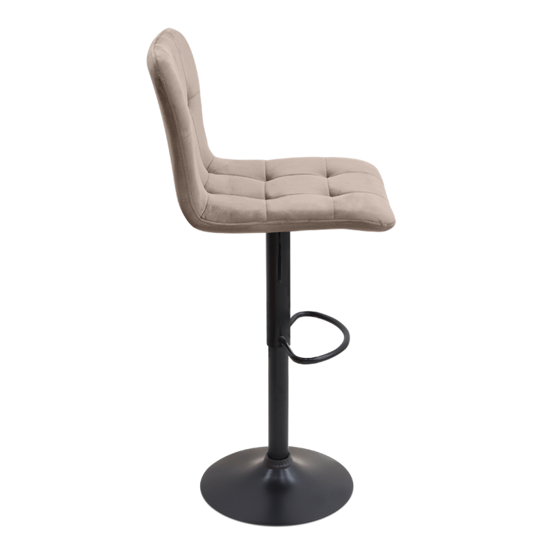 Σκαμπό μπαρ Carmelo Megapap με ρυθμιζόμενο ύψος βελούδο μπεζ - βάση μαύρο ματ 45x42x90/113εκ.