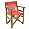 Πολυθρόνα σκηνοθέτη Klara Megapap ξύλινη μασίφ οξιά χρώμα καρυδί εμποτισμού με διάτρητο κόκκινο πανί 61x51x86εκ.