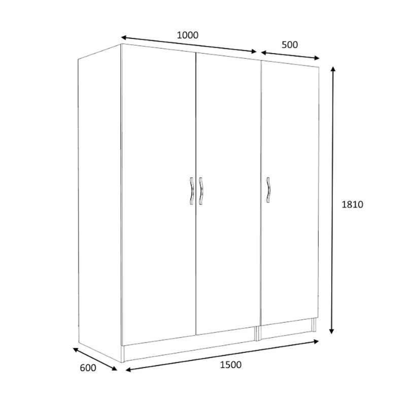 Ντουλάπα ρούχων Victoria Megapap τρίφυλλη χρώμα λευκό 150x60x181εκ. Ντουλάπα ρούχων Victoria Megapap τρίφυλλη χρώμα λευκό 150x60x181εκ.