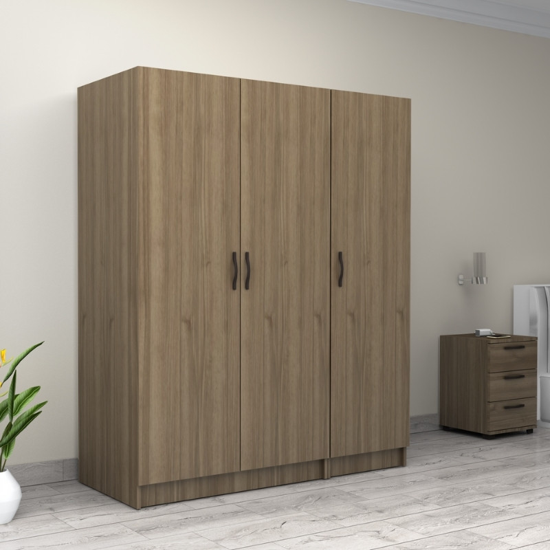 Ντουλάπα ρούχων Victoria Megapap τρίφυλλη χρώμα καρυδί 150x60x181εκ. Ντουλάπα ρούχων Victoria Megapap τρίφυλλη χρώμα καρυδί 150x60x181εκ.