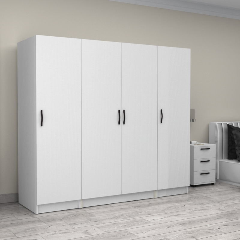 Ντουλάπα ρούχων Victoria Megapap τετράφυλλη χρώμα λευκό 200x60x181εκ. Ντουλάπα ρούχων Victoria Megapap τετράφυλλη χρώμα λευκό 200x60x181εκ.