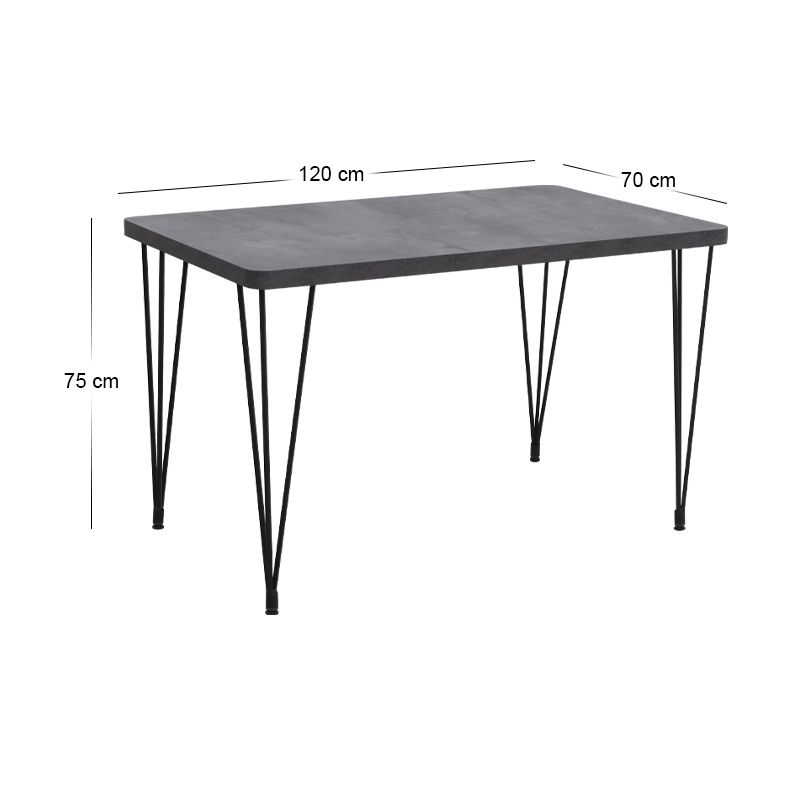 Σετ τραπεζαρία 5τμχ Roger - Iris Megapap Mdf - ύφασμα χρώμα σκούρο γκρι σκυροδέματος - ανοιχτό μπεζ 120x70x75εκ.