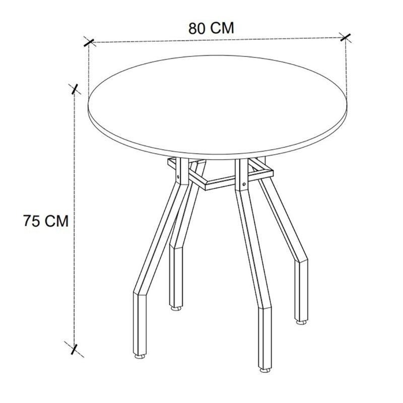 Σετ τραπεζαρία 5τμχ Roma - Rosa Megapap χρώμα pine oak - γκρι Ø80x75εκ.