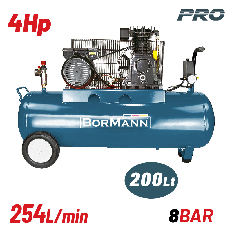 BORMANN BAT5018 Αεροσυμπιεστής Ιμάντα 4hp/200Lt 254Lt/min