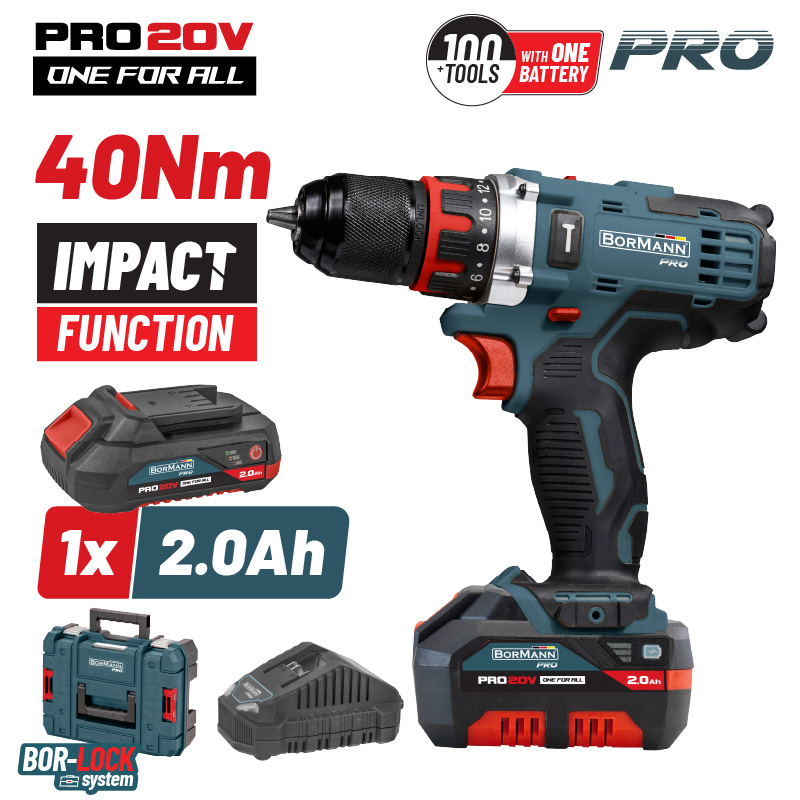 BORMANN Pro BBP5446X2 Δραπαν/βιδο Κρουστικό 20V,1x2Ah,Li-Ion,40Nm,2 Ταχύτητες & Βαλίτσα BORMANN Pro BBP5446X2 Δραπαν/βιδο Κρουστικό 20V,1x2Ah,Li-Ion,40Nm,2 Ταχύτητες & Βαλίτσα
