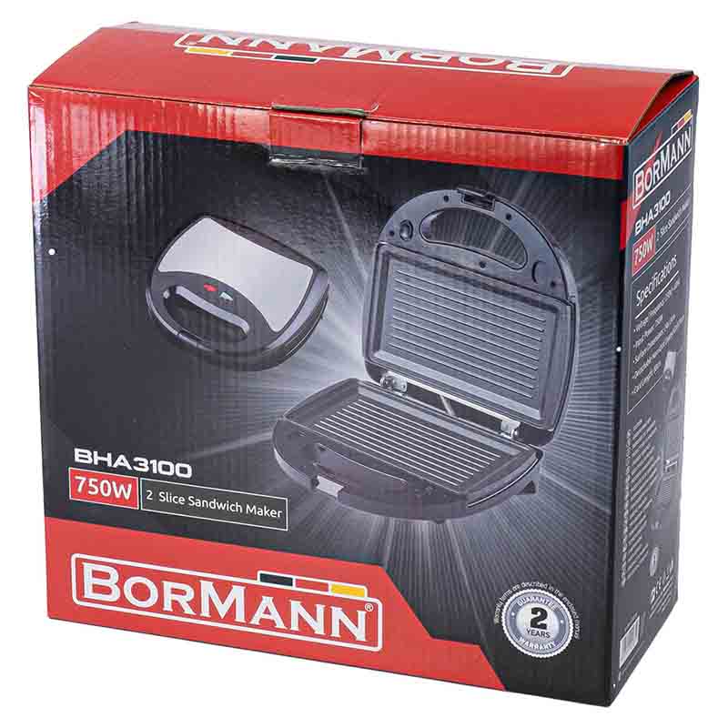 Bormann BHA3100 Τοστιέρα με Αποσπώμενες Πλάκες για 2 Τοστ 750W 029359