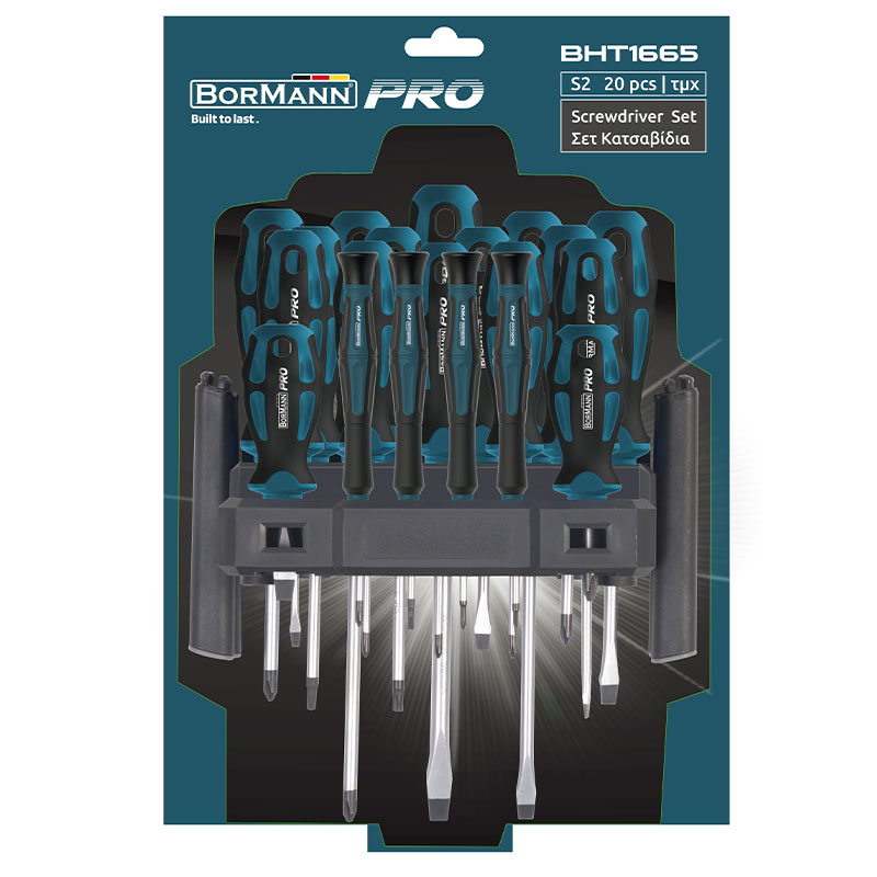BORMANN Pro BHT1665 Σετ 20τεμ Κατσαβίδια (7xSL, 5xPH, 4xTorx & 4xPrecision),S2