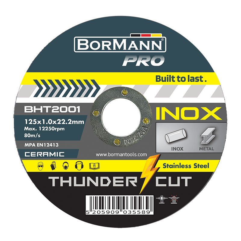 Δίσκος Κοπής Inox Σιδήρου Φ125mmX1mm Thunder Cut Extra Long Ceramic 10Τεμ. BHT2001 Bormann Pro 035589