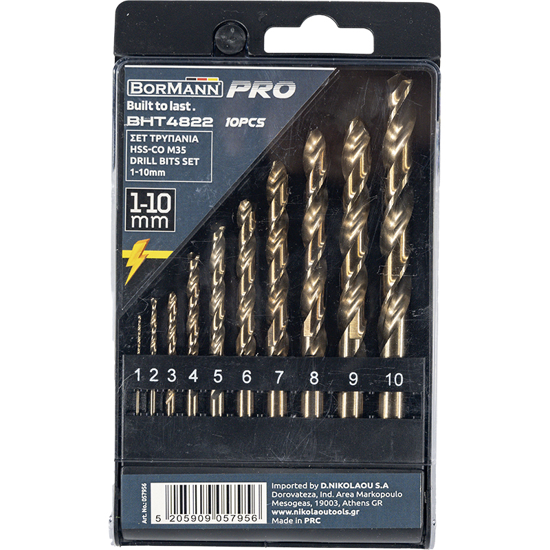 BORMANN Pro BHT4822 Σετ Τρυπάνια HSS-Co M35 10pcs 1-10mm