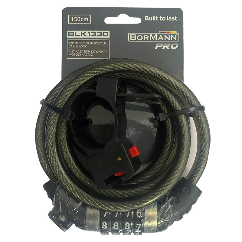 Bormann pro Blk1330 Αντικλεπτικη Κουλουρα Μοτοσυκλετας 150cm, με Κλειδαρια Συνδιασμου 4 Ψηφιων 051978